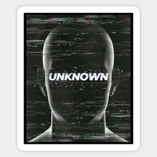 UNKNOWN. Distorted. Vintage. Retro. Grayscale. Glitch Sticker